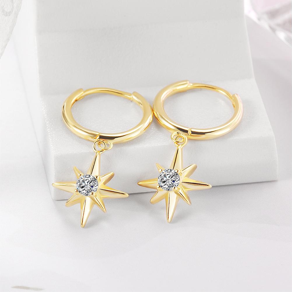 Starburst Dangle Hoop Earrings