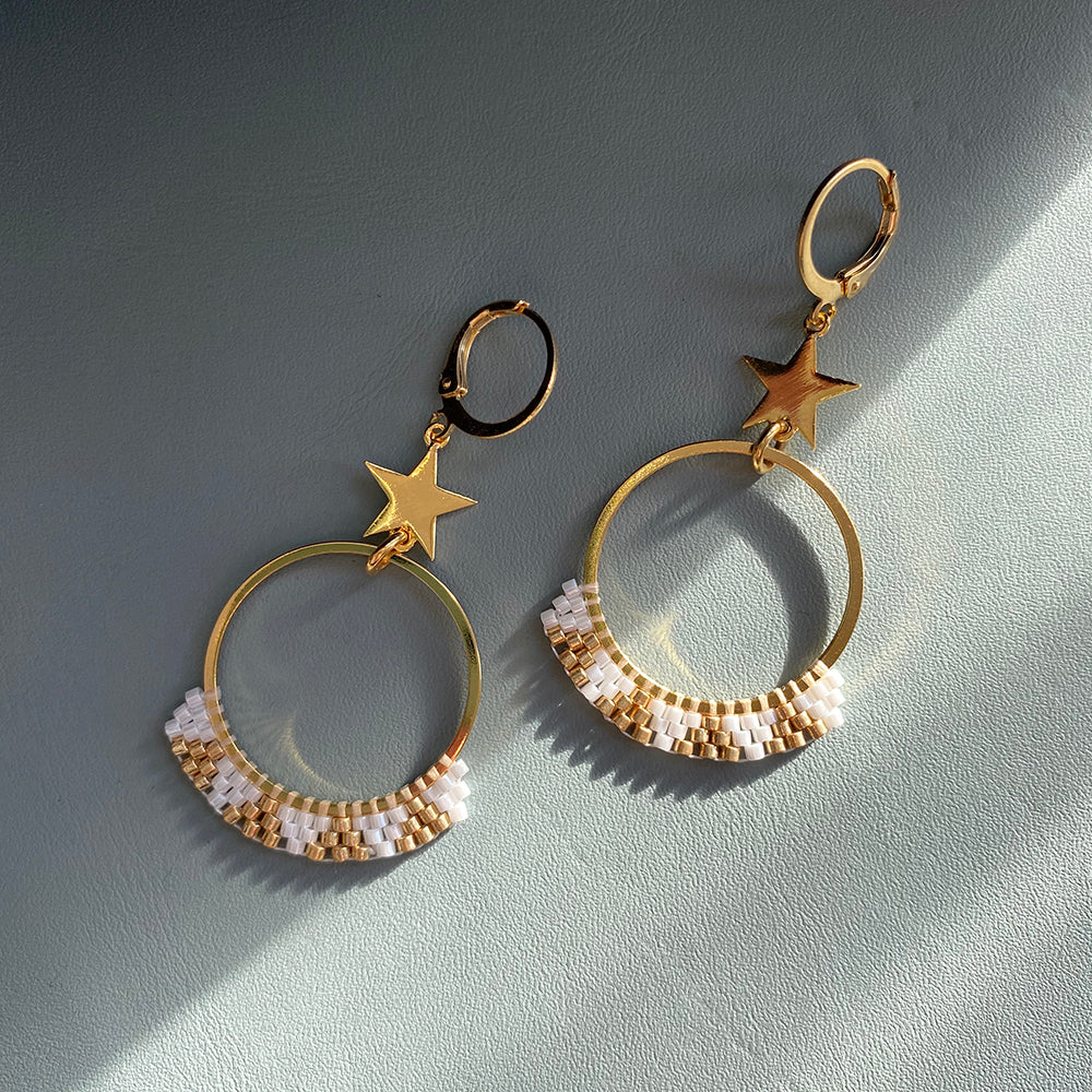 Frosted Star Dangle Earrings